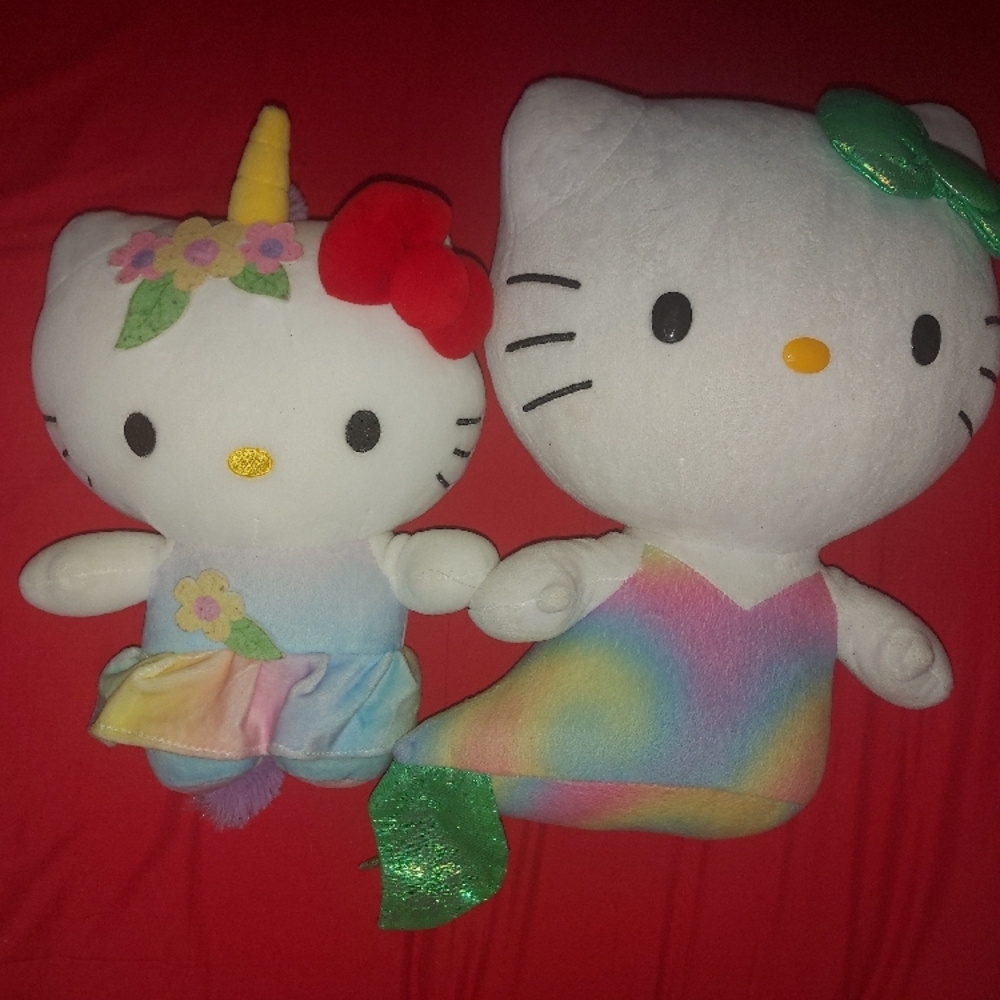 Hello Kitty Unicorn 10" & Mermaid 12" Plush Set